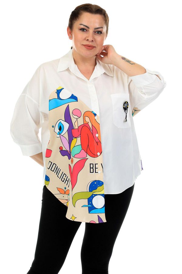 Picture of ROXELAN RBP6658xl ECRU Plus Size Women Shirt 