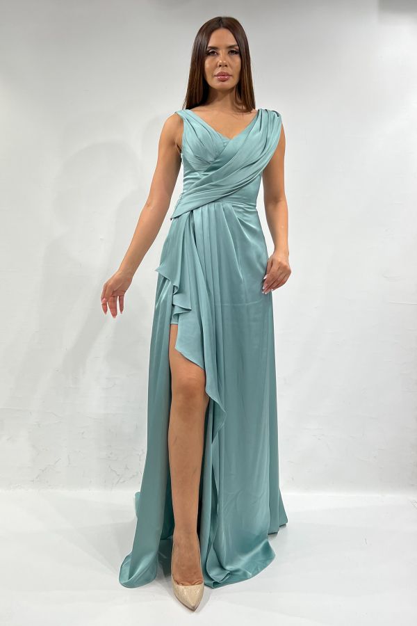 Picture of Maxxe 5386SAT NILE GREEN Women Evening Gown