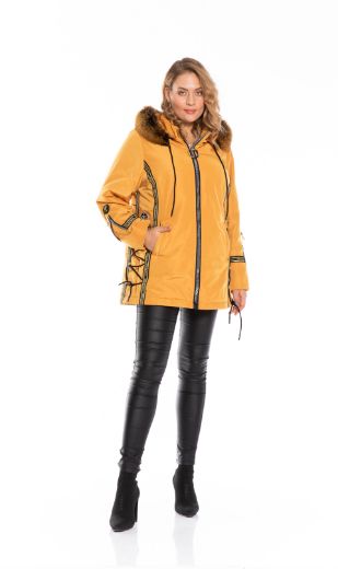 Picture of Aysel 61826-44 YELLOW Women Puffer Coat Plus Size