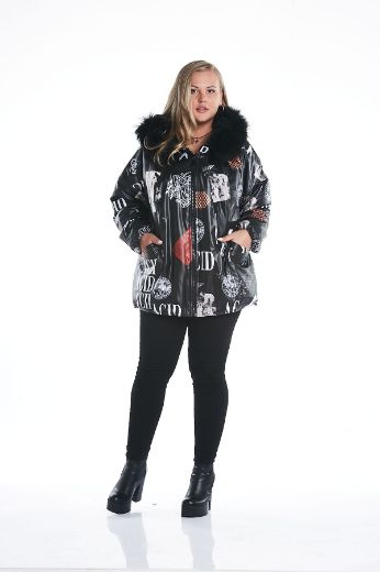Picture of Aysel 61766-50 BLACK Plus Size Women Puffer Coat 
