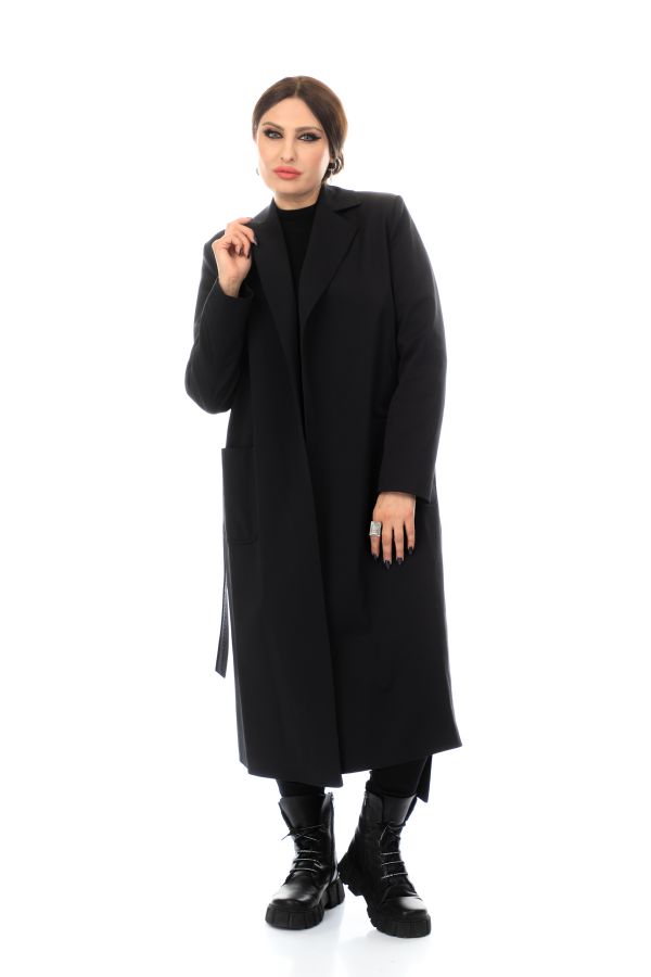 Picture of To-see 7110XL BLACK  Plus Size Women Trenchcoat