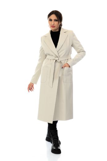 Picture of To-see 7110XL STONE  Plus Size Women Trenchcoat