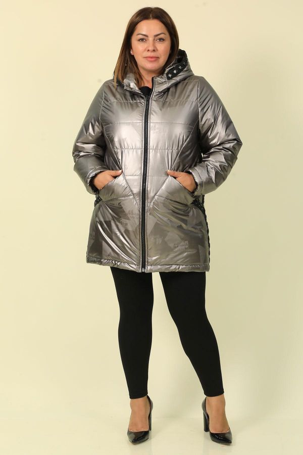 Picture of Aysel 61906xl GREY Plus Size Women Puffer Coat 