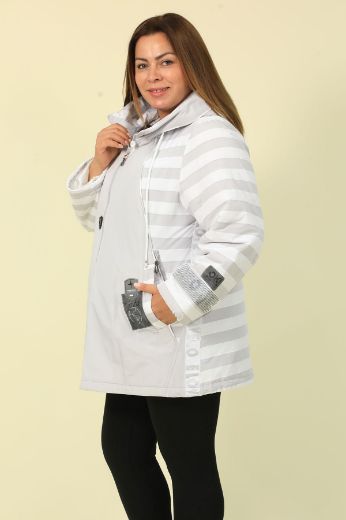 Picture of Aysel 61745xl-50 GREY Plus Size Women Puffer Coat 