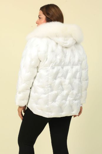 Picture of Aysel 62097xl-56 ECRU Plus Size Women Puffer Coat 