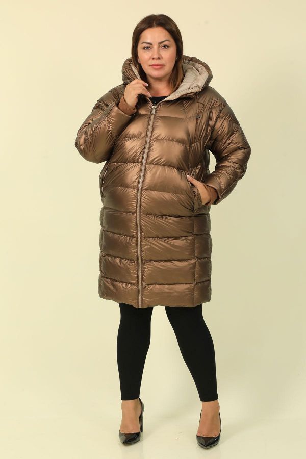 Picture of Aysel 71247xl-50 BROWN Plus Size Women Coat 