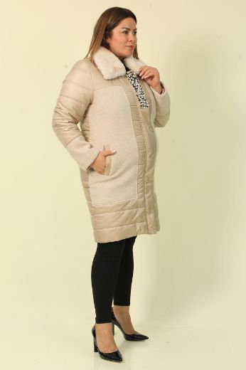 Picture of Aysel 71225xl-50 BEIGE Plus Size Women Coat 