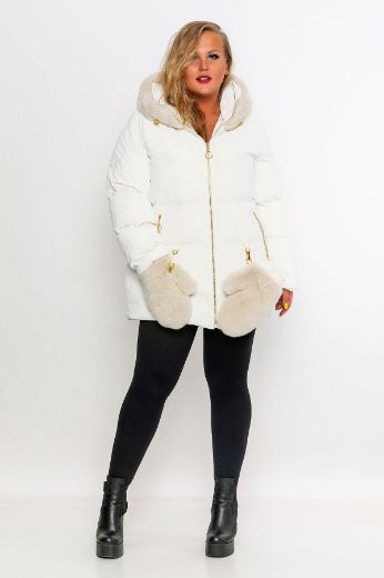 Picture of Aysel 61946-56 WHITE Plus Size Women Puffer Coat 