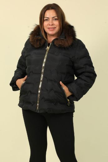 Picture of Aysel 62134xl-56 BLACK Plus Size Women Puffer Coat 