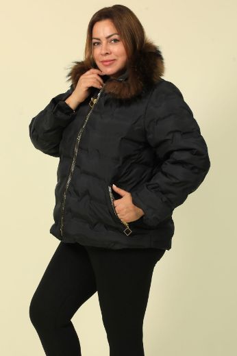 Picture of Aysel 62134xl-56 BLACK Plus Size Women Puffer Coat 