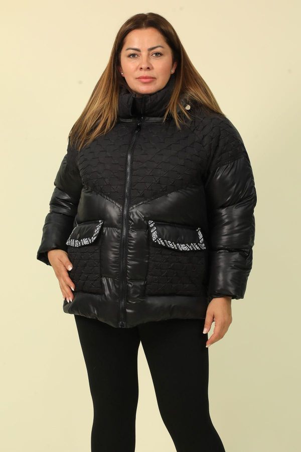 Picture of Aysel 62098xl BLACK Plus Size Women Puffer Coat 
