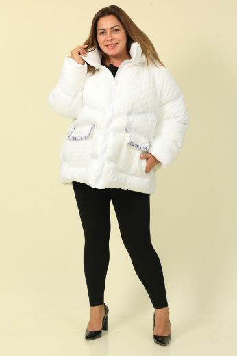 Picture of Aysel 62098xl ECRU Plus Size Women Puffer Coat 