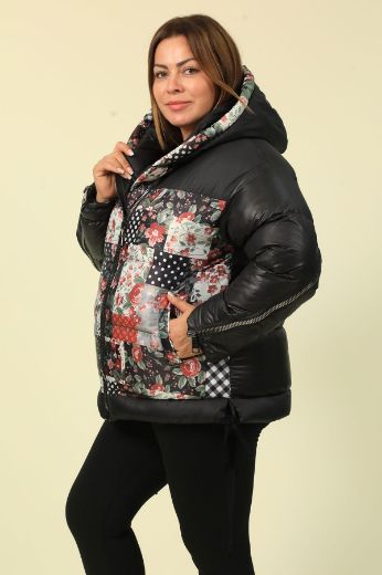 Picture of Aysel 62115xl-56 BLACK Plus Size Women Puffer Coat 