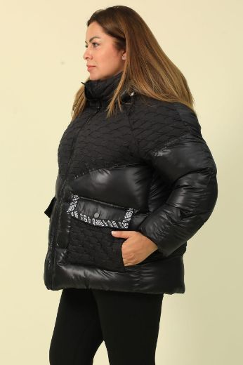 Picture of Aysel 62098xl-56 BLACK Plus Size Women Puffer Coat 