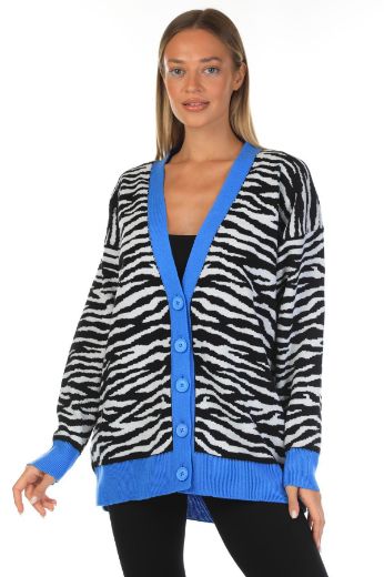 Picture of Be Sueno 20462 BLUE WOMANS CARDIGAN