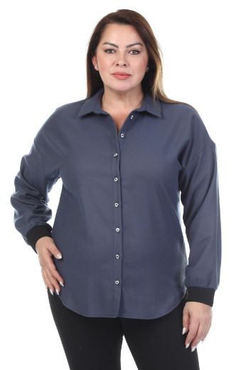 Picture of ROXELAN RBP6930xl NAVY BLUE Plus Size Women Blouse 
