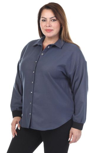 Picture of ROXELAN RBP6930xl NAVY BLUE Plus Size Women Blouse 
