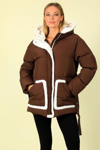 Picture of Cornelli BT022012 BROWN Women Puffer Coat