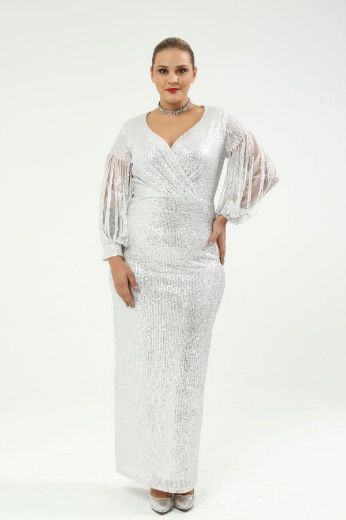 Picture of Angelino Boutique Shop 8035 SILVER Women Evening Dress