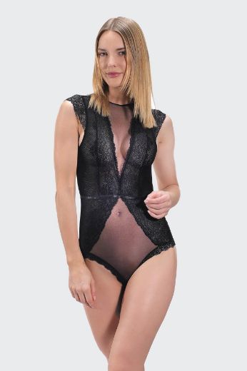 Picture of Cottonhill CH18701107SY BLACK Womens Bodysuit