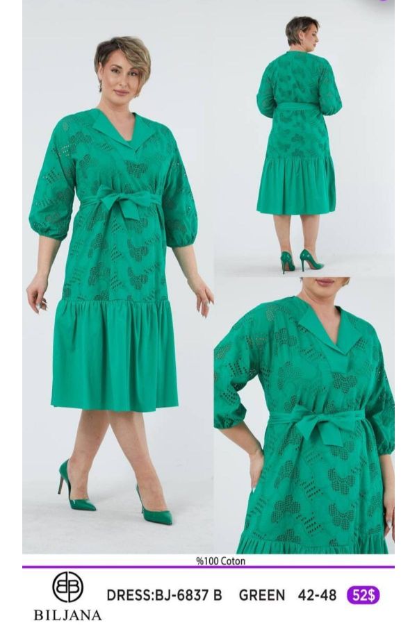 Picture of Biljana 6837xl GREEN Plus Size Women Dress 