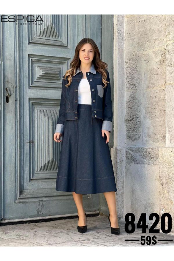 Picture of Espiga 8420 NAVY BLUE WOMANS SKIRT SUIT 