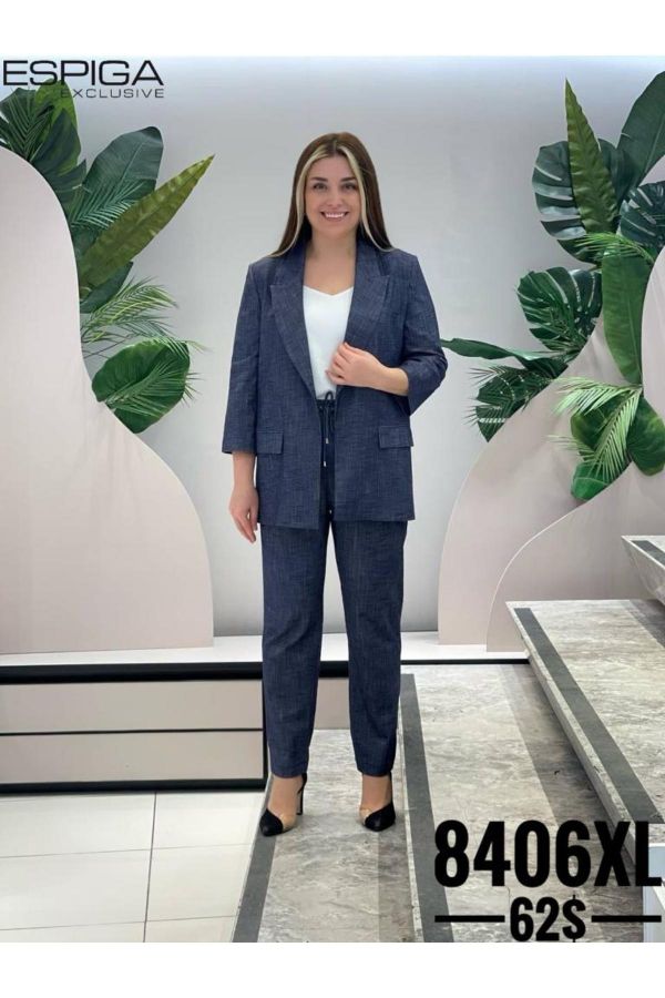 Picture of Espiga 8406xl NAVY BLUE Plus Size Women Suit