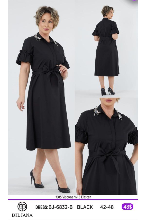 Picture of Biljana 6832xl BLACK Plus Size Women Dress 