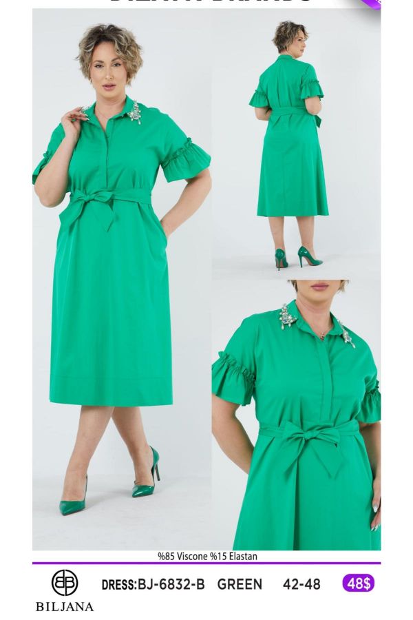 Picture of Biljana 6832xl GREEN Plus Size Women Dress 