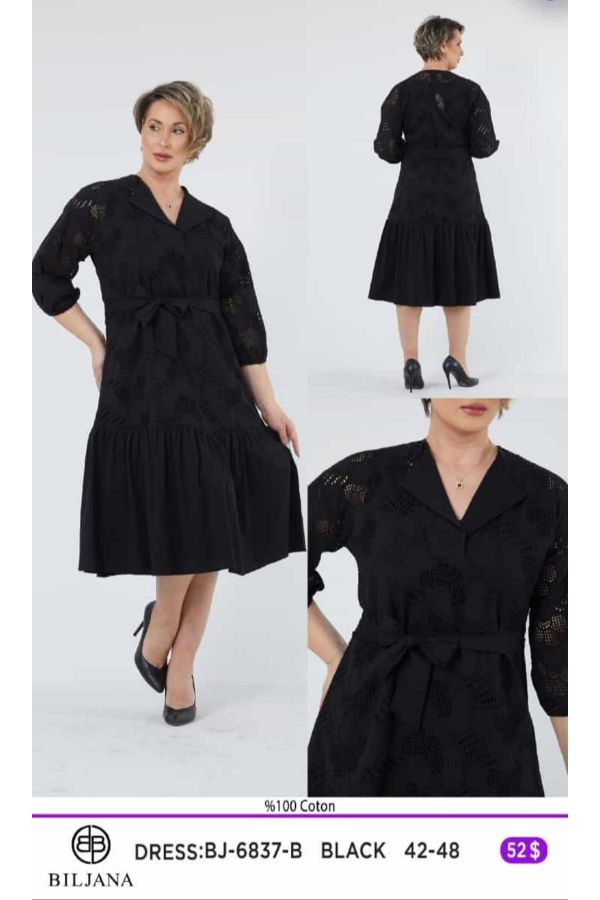 Picture of Biljana 6837xl BLACK Plus Size Women Dress 