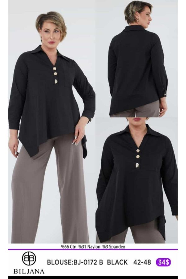 Picture of Biljana 0172 BLACK Plus Size Women Blouse 