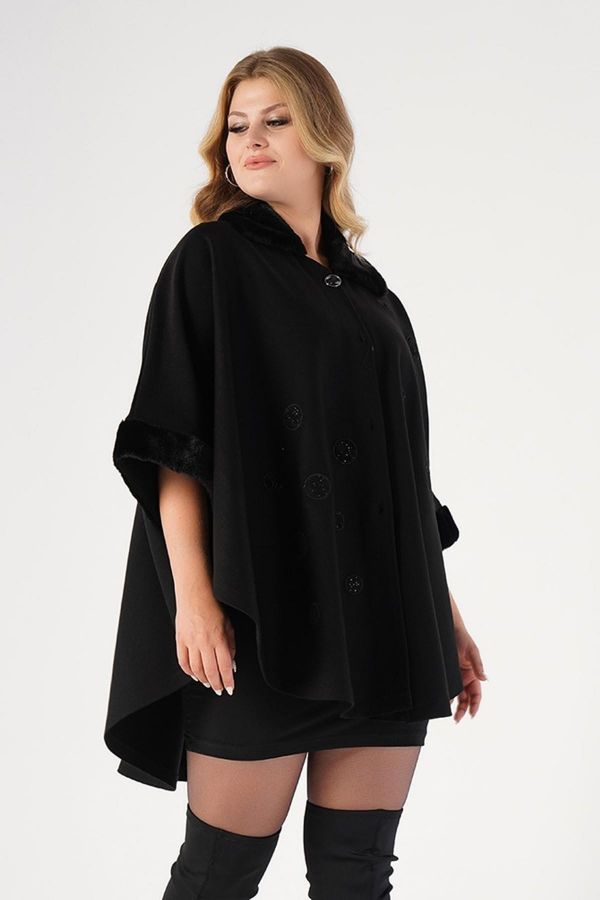 Picture of Nelly 220400036-siyah BLACK Women Plus Size Cardigan