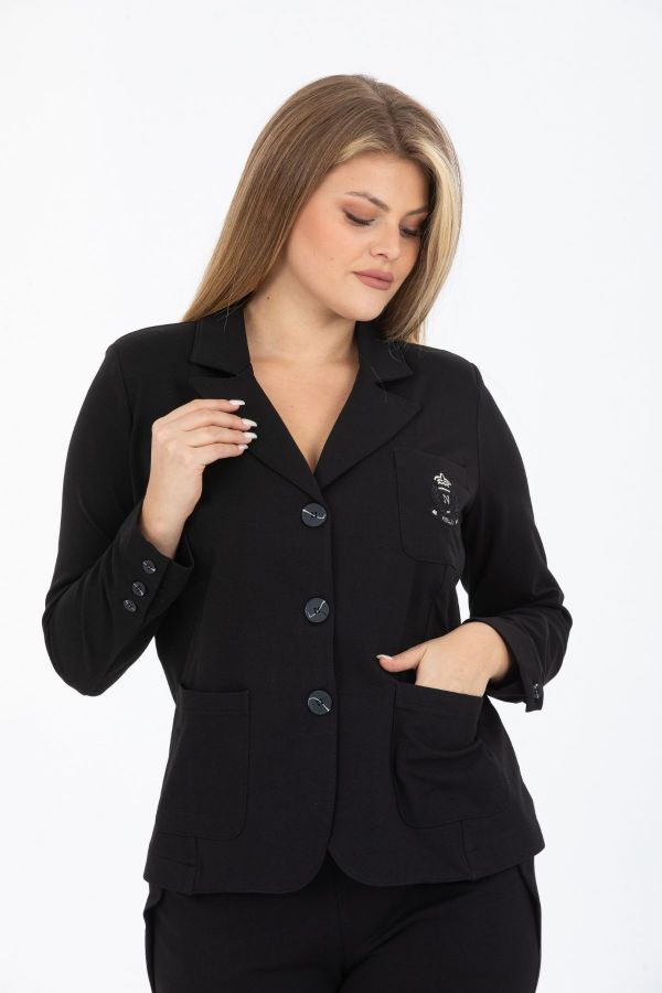 Picture of Nelly 230650048-siyah BLACK Plus Size Women Jacket 