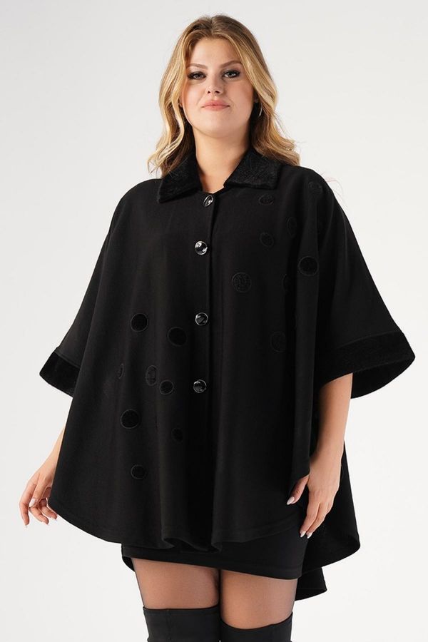 Picture of Nelly 220650002-siyah BLACK Women Plus Size Cardigan