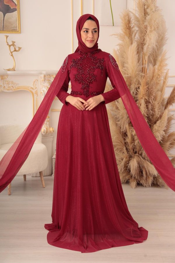 Picture of Tuana Life 16350 BURGUNDY Women Evening Gown