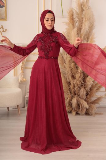 Picture of Tuana Life 16350 BURGUNDY Women Evening Gown