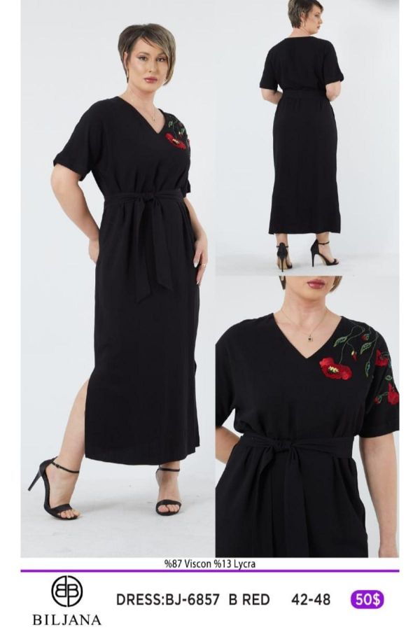 Picture of Biljana 6857xl BLACK Plus Size Women Dress 