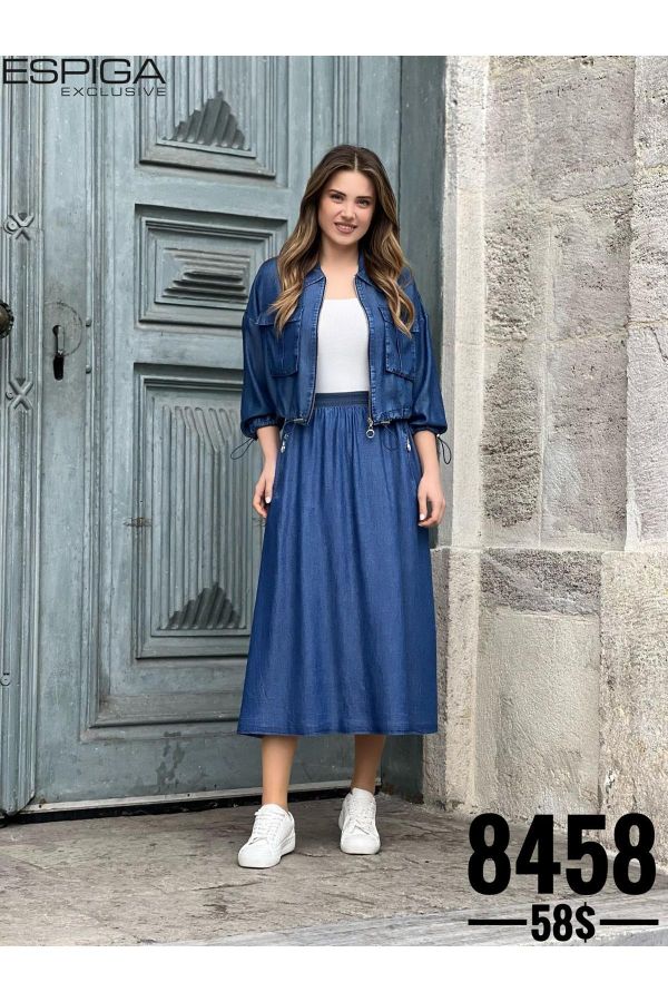 Picture of Espiga 8458 BLUE WOMANS SKIRT SUIT 