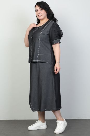 Picture of Dalida 47004xl ANTHRACITE Plus Size Women Skirt Suit