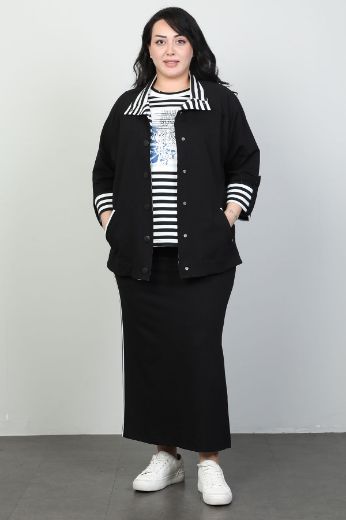 Picture of Dalida 47066xl BLACK Plus Size Women Skirt Suit