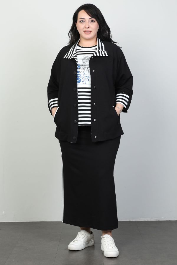 Picture of Dalida 47066xl BLACK Plus Size Women Skirt Suit