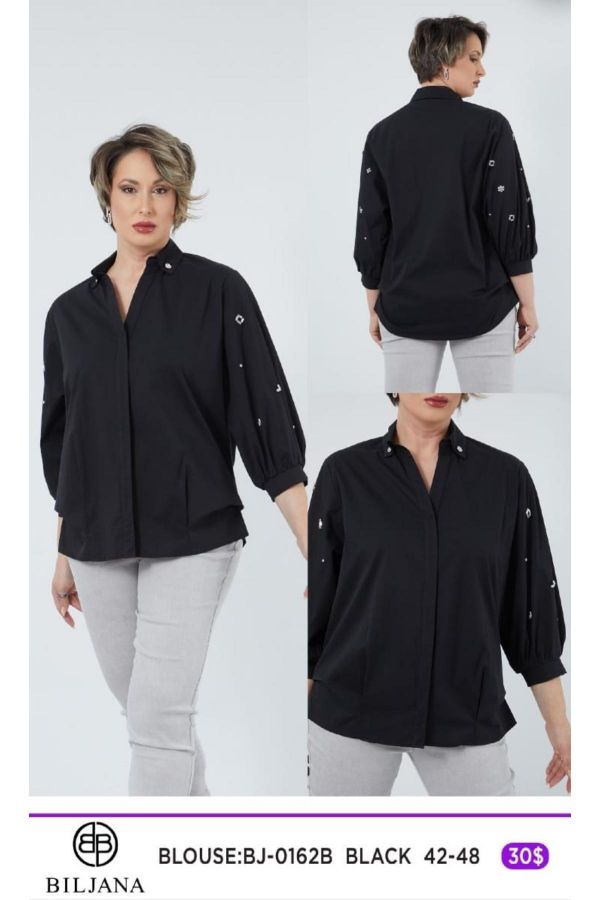 Picture of Biljana 0162xl BLACK Plus Size Women Blouse 