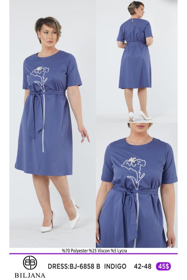 Picture of Biljana 6858xl BLUE Plus Size Women Dress 