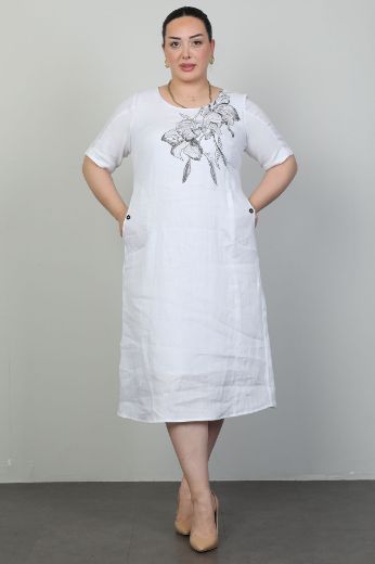 Picture of Arda Tex 40044xl ECRU Plus Size Women Dress 