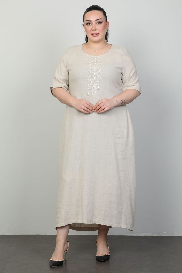 Picture of Dalida 47427xl BEIGE Plus Size Women Dress 