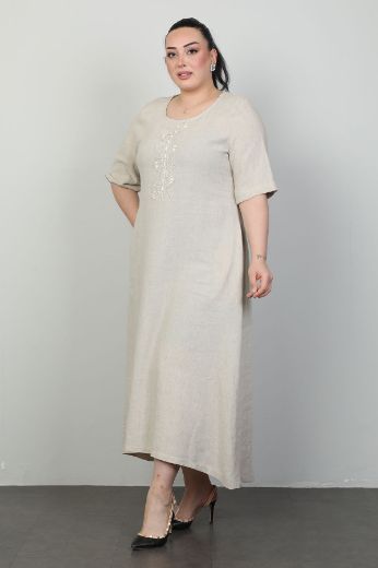 Picture of Dalida 47427xl BEIGE Plus Size Women Dress 