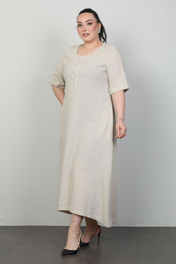 Picture of Dalida 47427xl BEIGE Plus Size Women Dress 