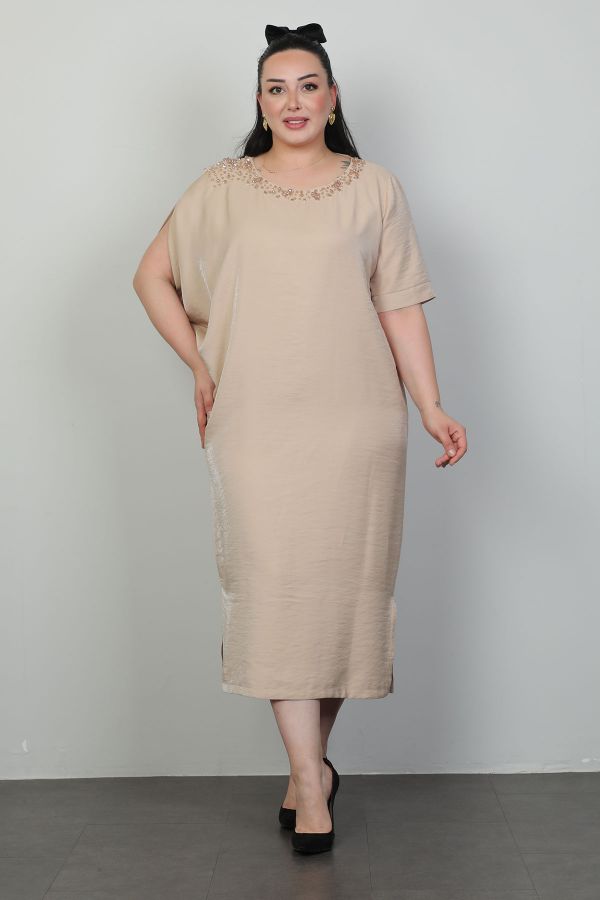 Picture of Dalida 47413xl BEIGE Plus Size Women Dress 