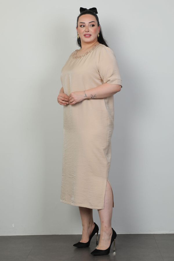 Picture of Dalida 47413xl BEIGE Plus Size Women Dress 