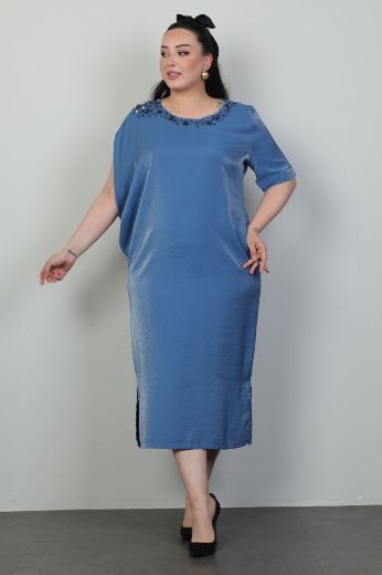 Picture of Dalida 47413xl BLUE Plus Size Women Dress 